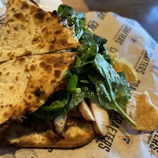 The chicken on flatbread was delicious