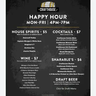Happy hour menu
