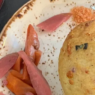 curled hair on the side veggie of my muffin