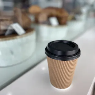 a coffee cup on a counter