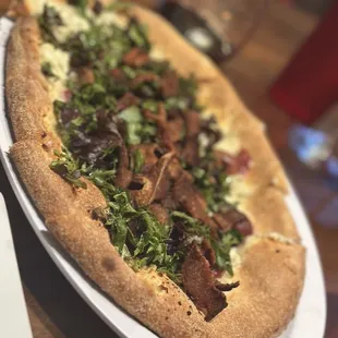 bacon arugula pizza- SO good!