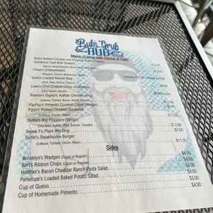 Bub's Grub Hub food truck menu