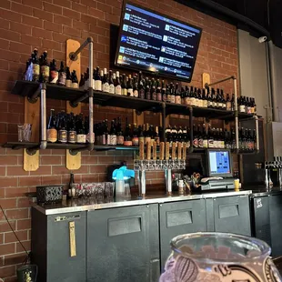 shelves of beer bottles