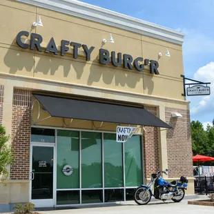 the front of a crafty burger
