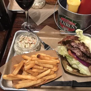 a burger and french fries