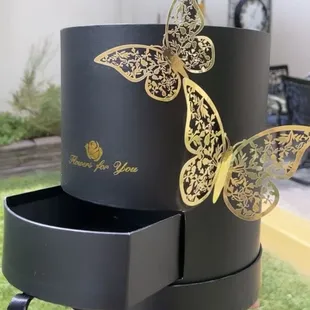 This is another black luxury box that they offered with gold 3D butterflies