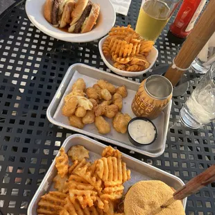 Thursday cheap date night ( FANCY CHICKEN SANDWICH(vegetarian),  CANADIAN TUXEDO, CHEESE CURDS)