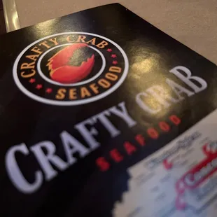 a menu for crafty crab
