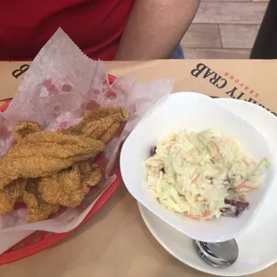 Catfish and coleslaw