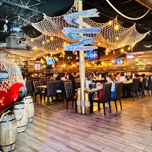 the interior of a seafood restaurant