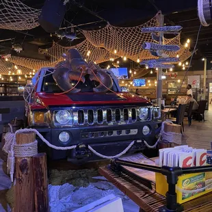 a jeep in a restaurant