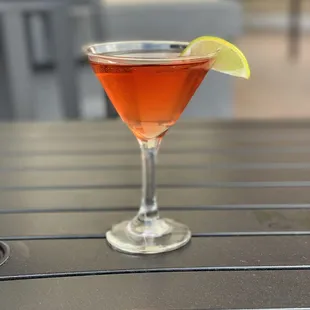 a cocktail in a coupe glass