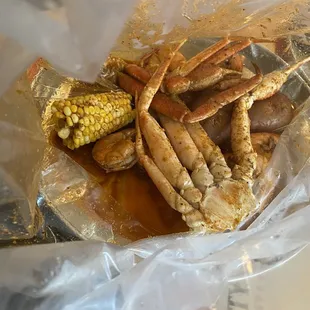 Snow crab and headless shrimp