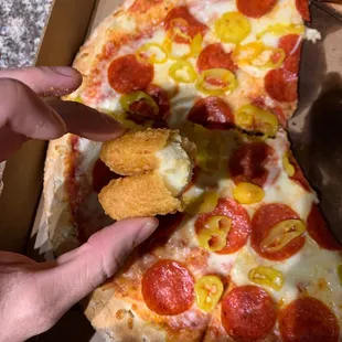 Convenient store frozen mozzarella sticks