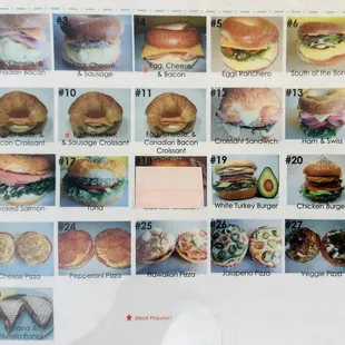 Pretty extensive breakfast sandwich menu.
