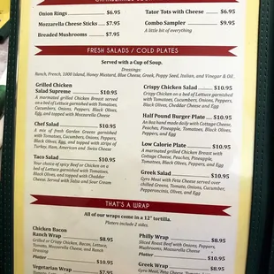 the menu