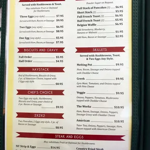 breakfast menu