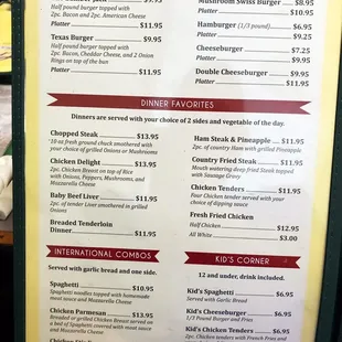 the menu