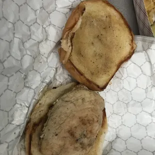 "Grilled" chicken sandwich right from the warming tank on a nice soaked and soggy bun.  Um!  Or not.