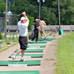 Hitting off the mats at the Range