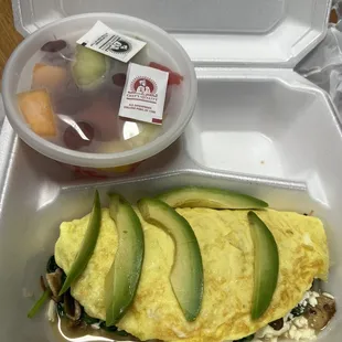 Florentine Omelet with fruit as a side