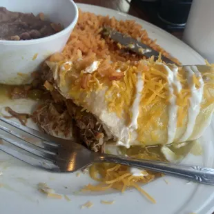 Shredded beef burrito