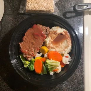Meatloaf with homemade rice crispy treat