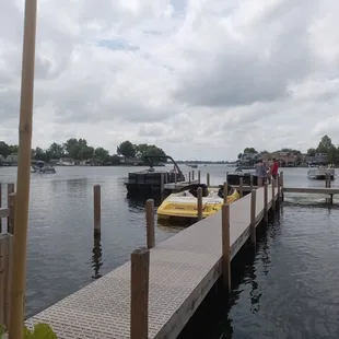 a boat docked at a dock