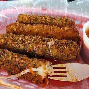 Homemade mozzarella sticks