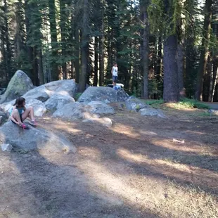 Site #211 is very flat, compared to the rest of the campground. Good shade and lots of boulders for the kids to climb.