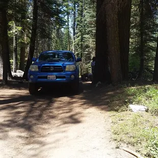 Crane Flat site #211. This is the most flat campsite here. All others are severely sloped. Lots of boulders and trees.
