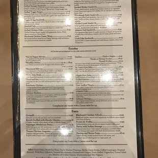 More of the menu