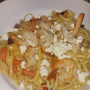 Delicious Mediterranean shrimp pasta!!  Service was excellent!  Great atmosphere...