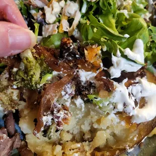 Turkey Cobb salad and city spud