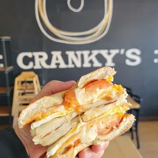 3 Cheese and Tomato breakfast sandwich