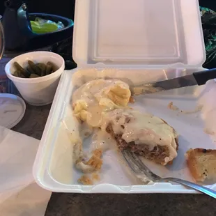 Chicken fried steak to go box amazing.