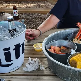 Sampler platter and a bucket of beer!