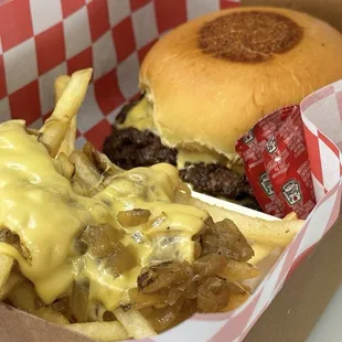 Loaded Fries with a double Classic Smash Burger