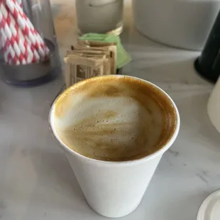 My favorite cappuccino in Santa Fe. One size option only.