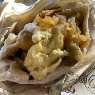 Breakfast burrito (surprisingly tasty and refreshing. Very fresh ingredients and not heavy at all!)
