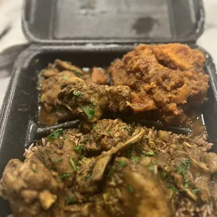 Jerk chicken with rice/peas and sweet yams.
