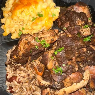 a meal in a styrofoam container