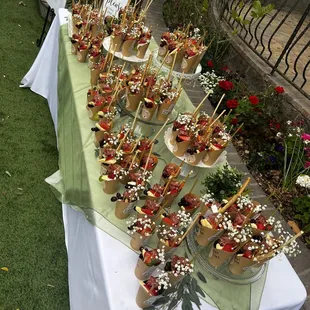 Wedding cocktail hour and charcuterie cup nibbles!