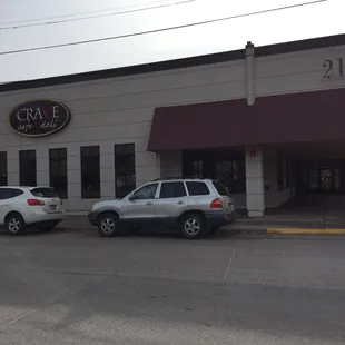 two cars parked outside