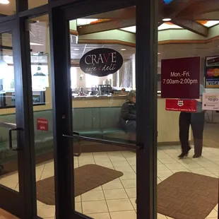 the entrance to the restaurant