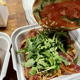 inside a soft shell crab burger