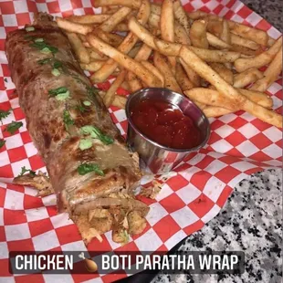 Chicken boti paratha wrap