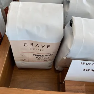 a display of coffee beans