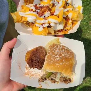 Piggin' Out:  Crazy taters, Philly Cheese Steak Slider, &amp; Deep Fried Oreo