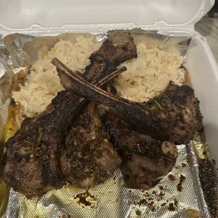 Jerk lamb chop and rice